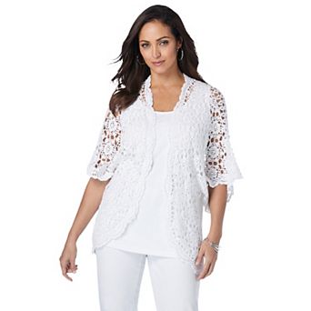 Jessica London Women's Plus Size Crochet Cardigan