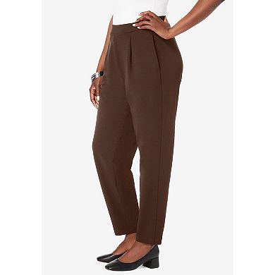 Jessica London Women's Plus Size Stretch Knit Crepe Straight Leg Pants