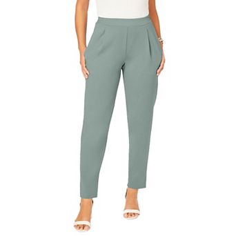 Jessica London Women's Plus Size Stretch Knit Crepe Straight Leg Pants