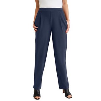 Jessica London Women's Plus Size Stretch Knit Crepe Straight Leg Pants