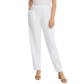 Jessica London Women's Plus Size Stretch Knit Crepe Straight Leg Pants