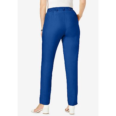 Jessica London Women's Plus Size Linen Pleat-front Pant