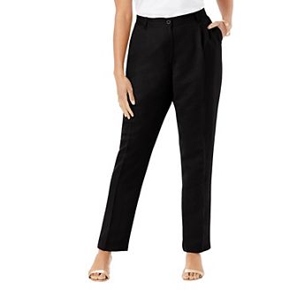 Jessica London Women's Plus Size Linen Pleat-front Pant