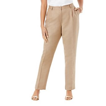 Jessica London Women's Plus Size Linen Pleat-Front Pant
