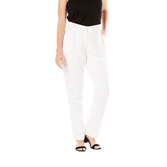 Jessica London Women's Plus Size Linen Pleat-Front Pant
