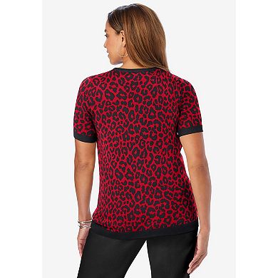 Jessica London Women's Plus Size Fine Gauge Crewneck Shell