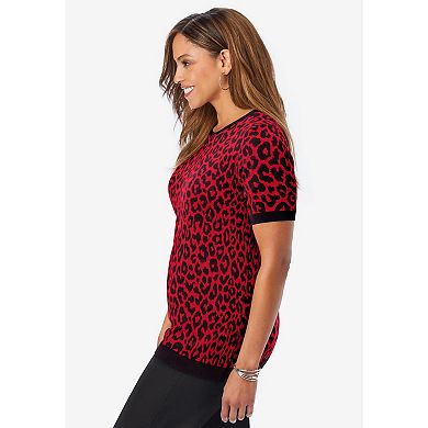 Jessica London Women's Plus Size Fine Gauge Crewneck Knit Shell