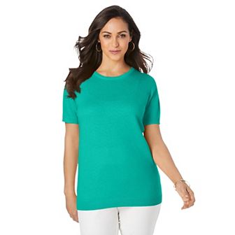 Jessica London Women's Plus Size Fine Gauge Crewneck Shell