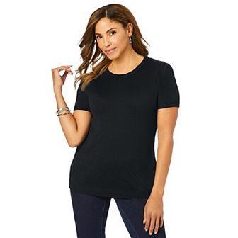 Jessica London Women's Plus Size Fine Gauge Crewneck Shell