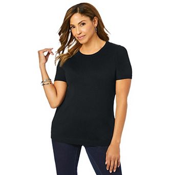 Jessica London Women's Plus Size Fine Gauge Crewneck Shell