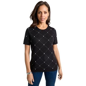 Jessica London Women's Plus Size Fine Gauge Crewneck Shell