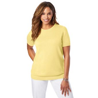 Jessica London Women's Plus Size Fine Gauge Crewneck Shell