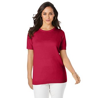 Jessica London Women's Plus Size Fine Gauge Crewneck Shell