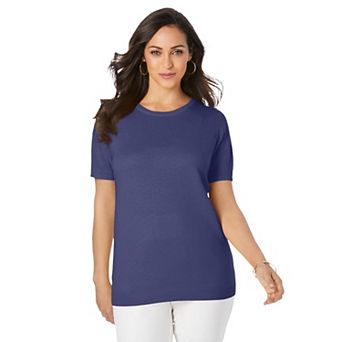 Jessica London Women's Plus Size Fine Gauge Crewneck Shell