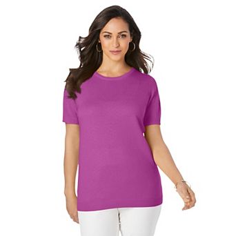 Jessica London Women's Plus Size Fine Gauge Crewneck Shell