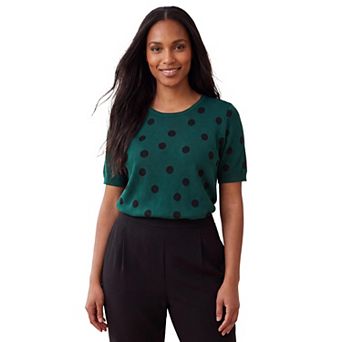 Jessica London Women's Plus Size Fine Gauge Crewneck Knit Shell