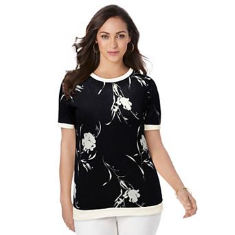 Jessica London Women's Plus Size Fine Gauge Crewneck Shell