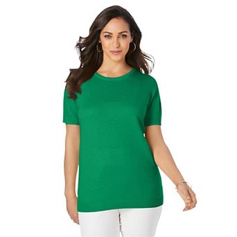 Jessica London Women's Plus Size Fine Gauge Crewneck Shell