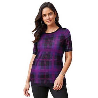 Jessica London Women's Plus Size Fine Gauge Crewneck Shell