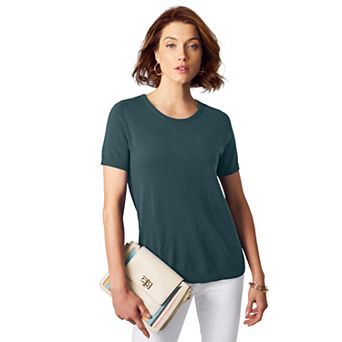 Jessica London Women's Plus Size Fine Gauge Crewneck Knit Shell
