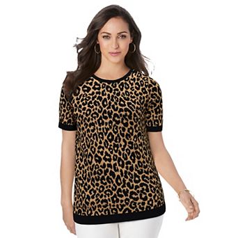 Jessica London Women's Plus Size Fine Gauge Crewneck Shell