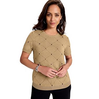 Jessica London Women's Plus Size Fine Gauge Crewneck Knit Shell