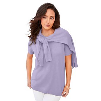 Jessica London Women's Plus Size Fine Gauge Crewneck Knit Shell