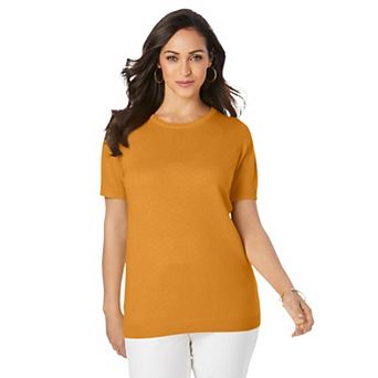 Jessica London Women's Plus Size Fine Gauge Crewneck Shell