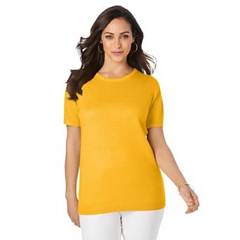 Jessica London Women's Plus Size Fine Gauge Crewneck Shell