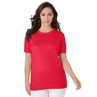 Jessica London Women's Plus Size Fine Gauge Crewneck Shell