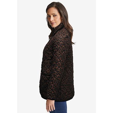 Jessica London Women's Plus Size Snap-Front Quilted Coat