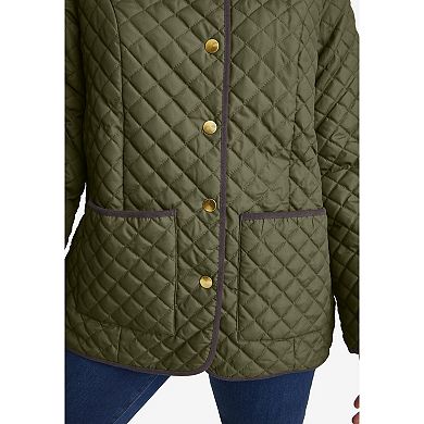 Jessica London Women's Plus Size Snap-Front Quilted Coat