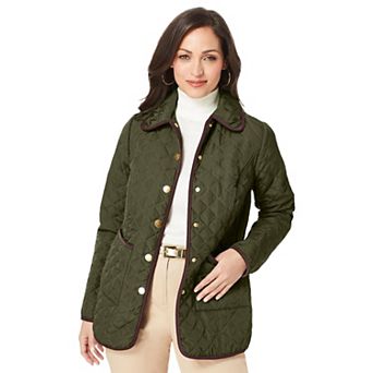 Jessica London Women's Plus Size Snap-Front Quilted Coat
