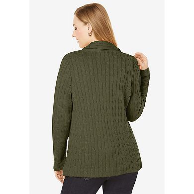 Jessica London Women's Plus Size Cable Blazer Sweater