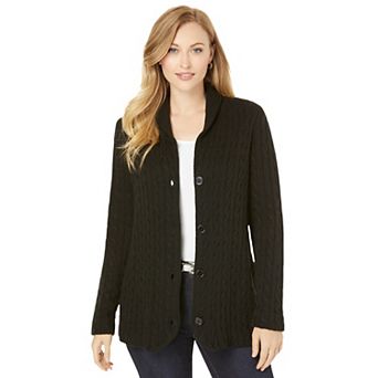 Jessica London Women's Plus Size Cable Blazer Sweater