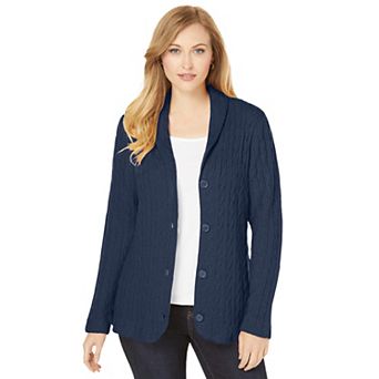 Jessica London Women's Plus Size Cable Blazer Sweater