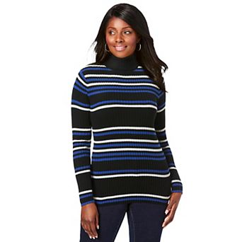 Jessica London Women's Plus Size Ribbed Cotton Turtleneck Sweater