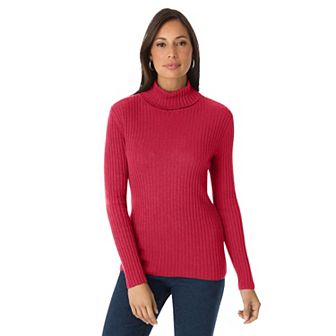 Jessica London Women's Plus Size Ribbed Cotton Turtleneck Sweater