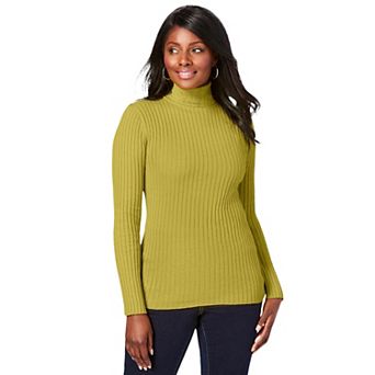 Jessica London Women's Plus Size Ribbed Cotton Turtleneck Sweater