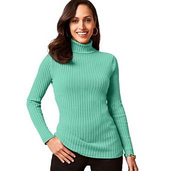 Jessica London Women's Plus Size Ribbed Cotton Turtleneck Sweater