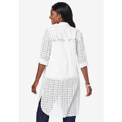 Jessica London Women's Plus Size Eyelet Mega Tunic