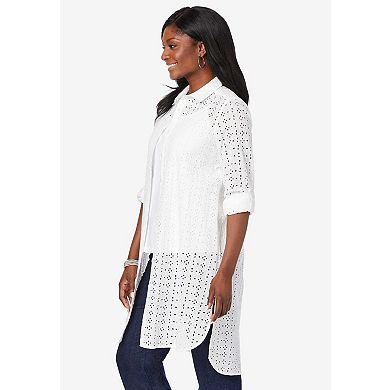 Jessica London Women's Plus Size Eyelet Mega Tunic