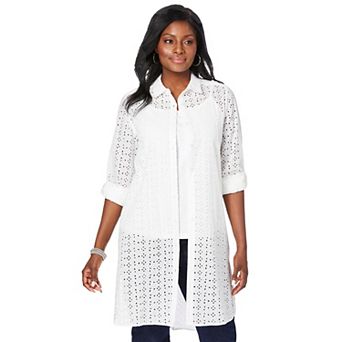 Jessica London Women's Plus Size Eyelet Mega Tunic