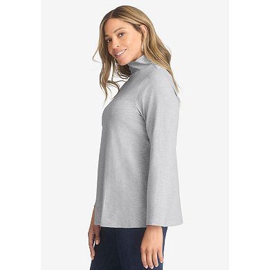Jessica London Women's Plus Size Long Sleeve Mockneck Tee