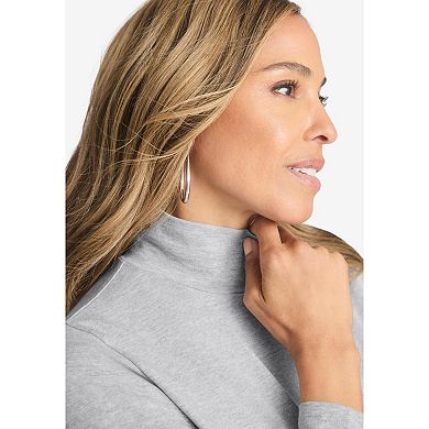 Jessica London Women's Plus Size Long Sleeve Mockneck Tee