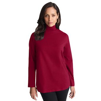 Jessica London Women's Plus Size Long Sleeve Mockneck Tee