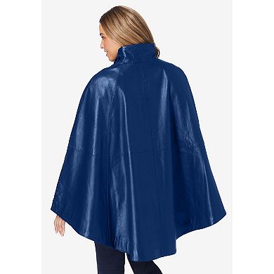 Jessica London Women's Plus Size Leather Poncho