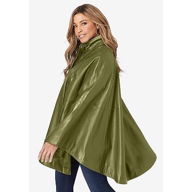 Jessica London Women's Plus Size Leather Poncho