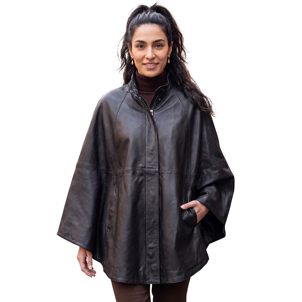 Jessica London Women's Plus Size Leather Poncho