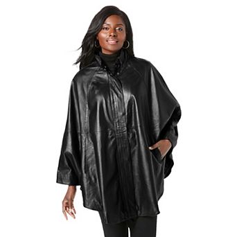 Jessica London Women's Plus Size Leather Poncho